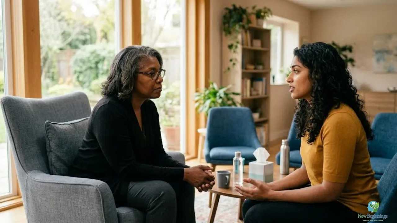One-on-one therapy session between clinician and client