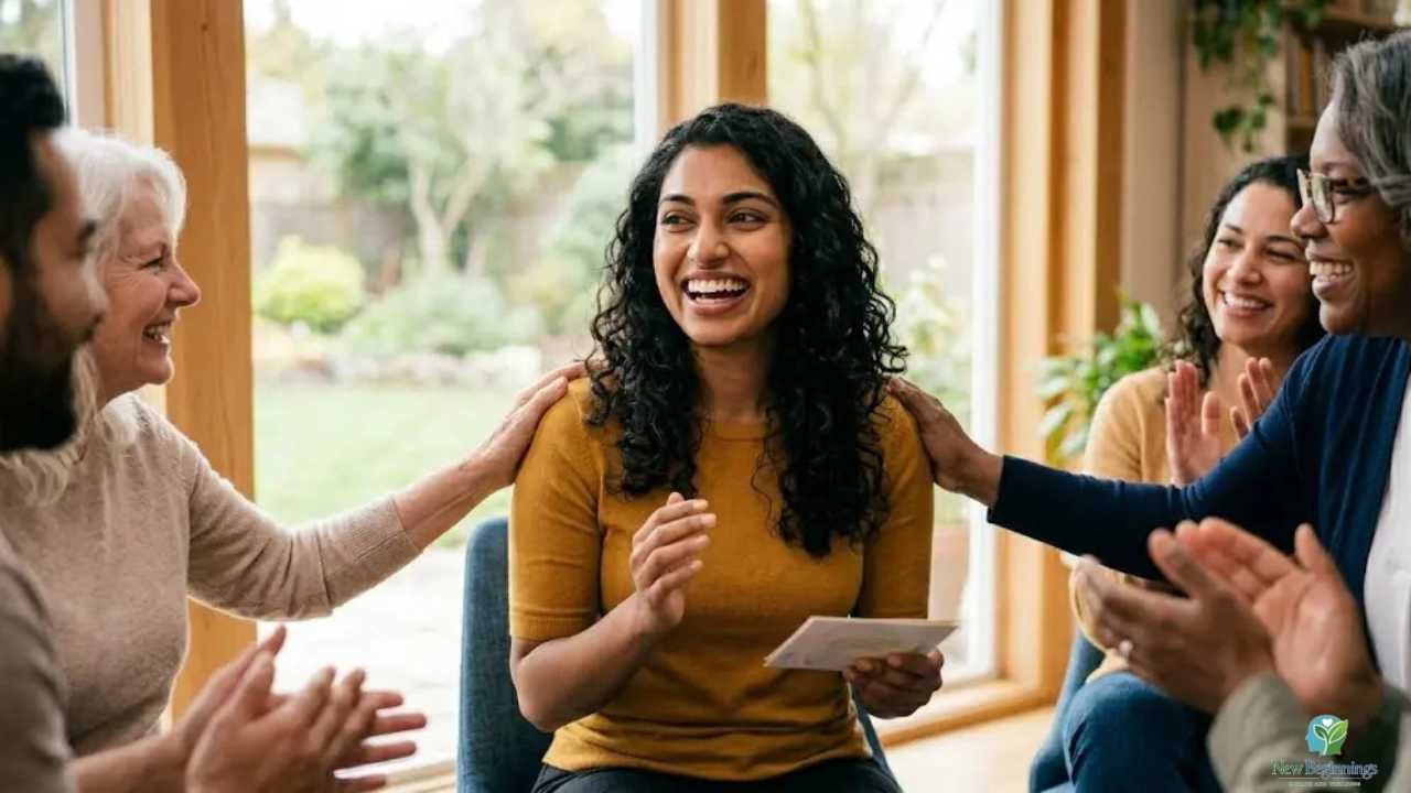 Supportive group therapy session at New Beginnings